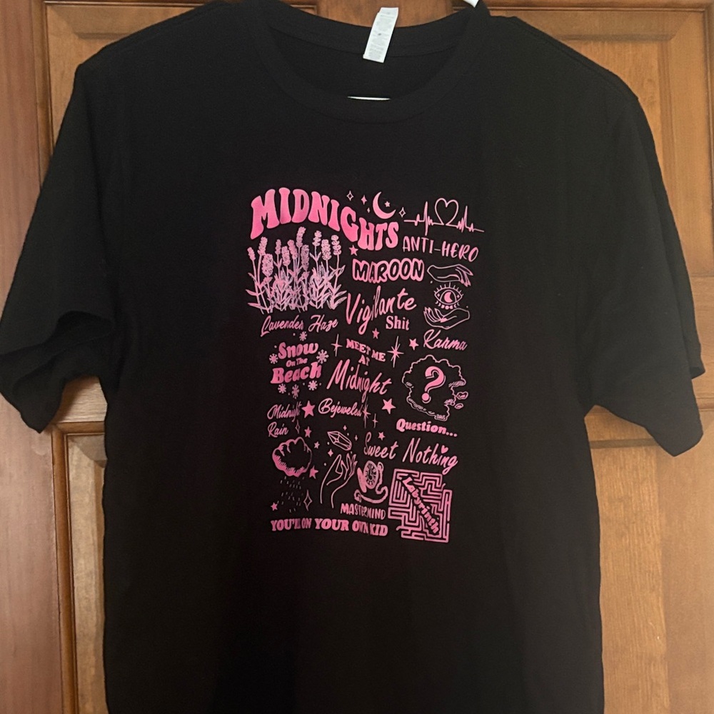 Black T-Shirt with Pink Taylor Swift Midnights Print